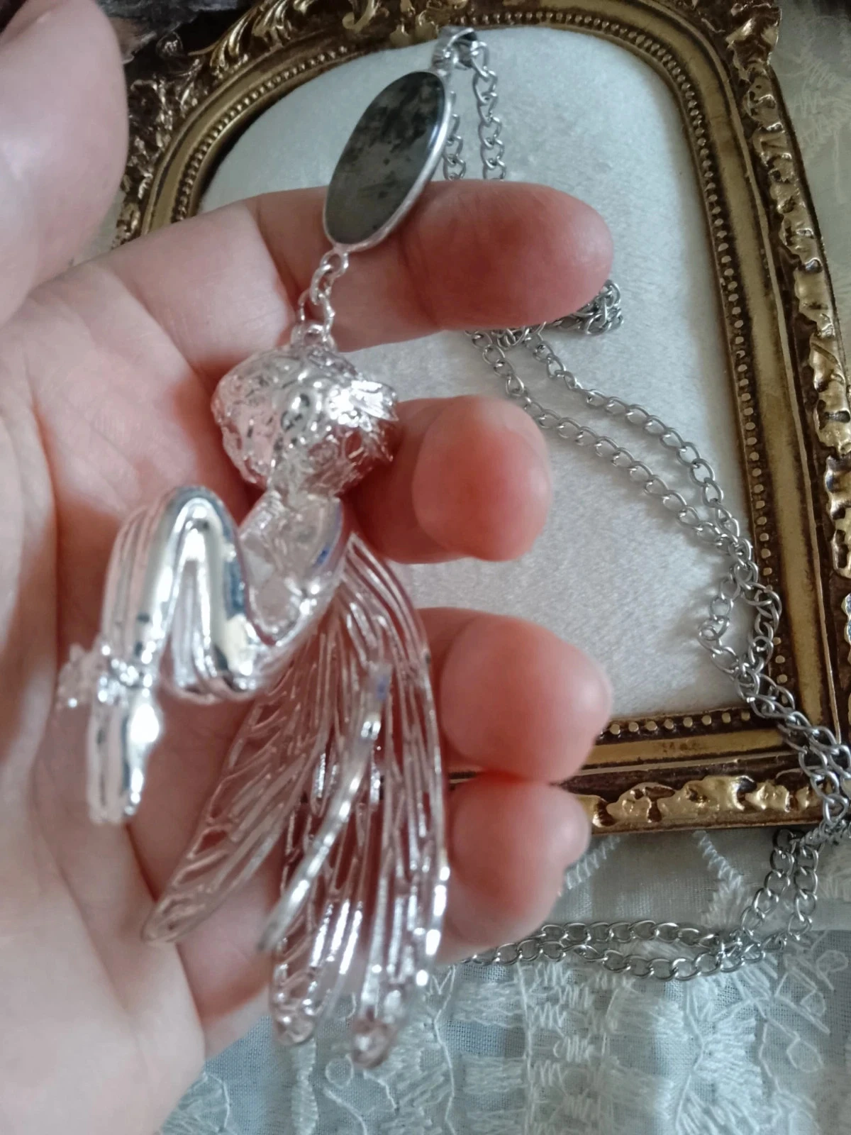 Collier sautoir fée argentée avec pierre de labradorite – photo 4